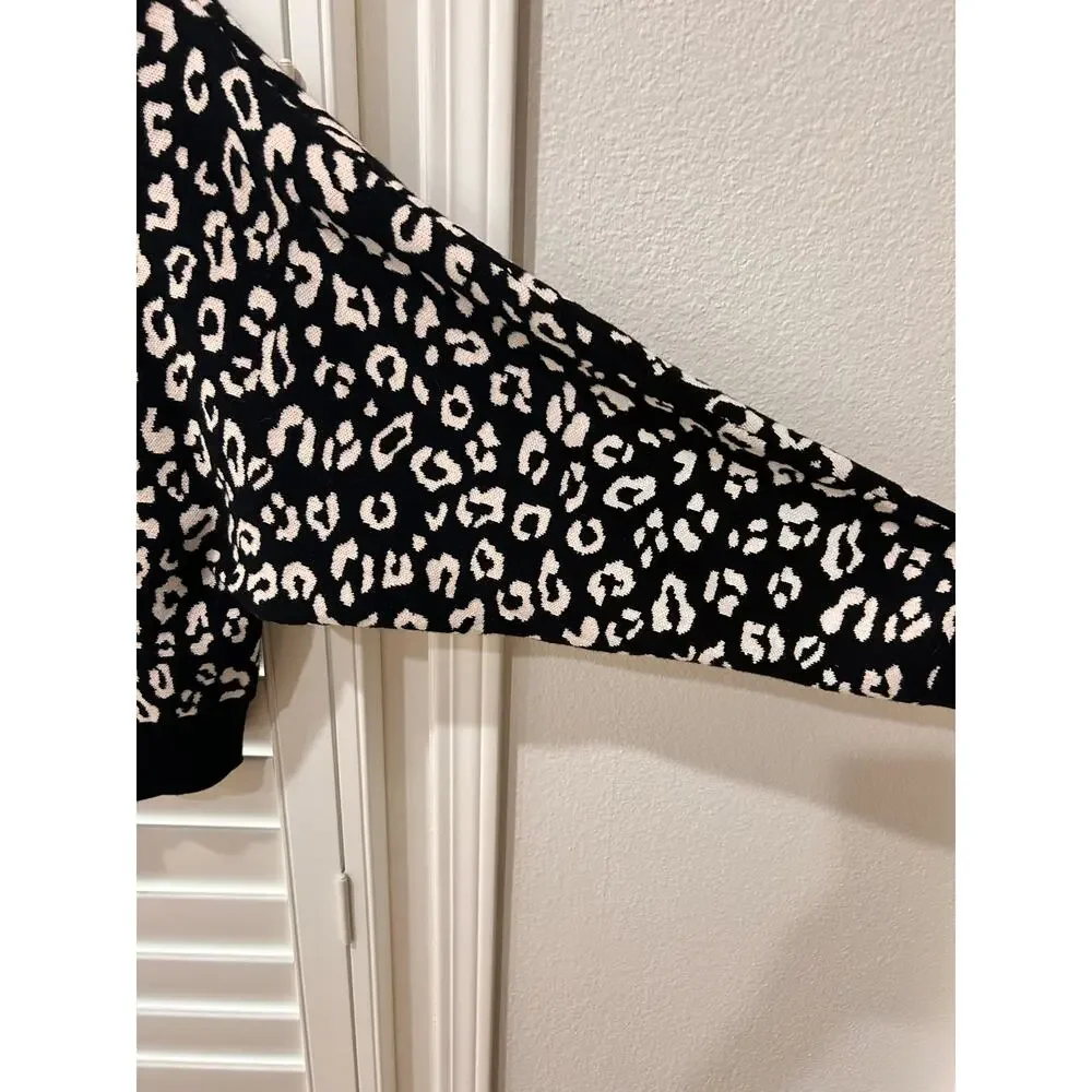 Mark New York Leopard Sweater – Size Small – Batwing Sleeves – Black & White - Picture 3 of 5